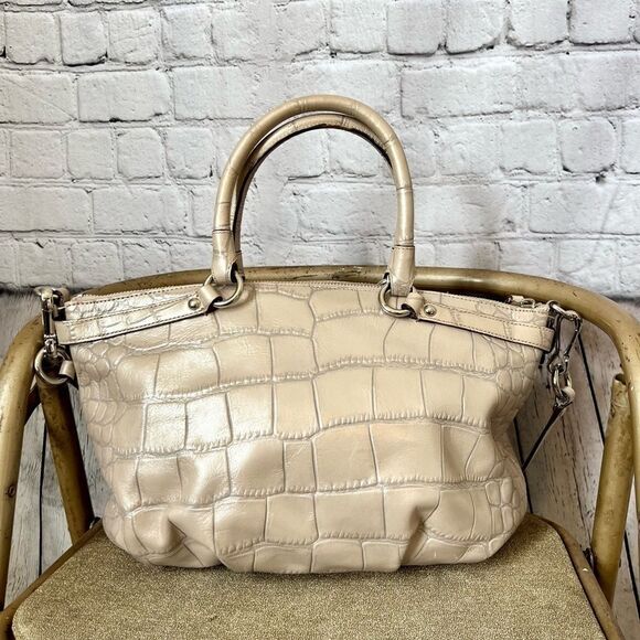 Coach sand beige croc embossed leather Madison Sophia satchel - Picture 2 of 10